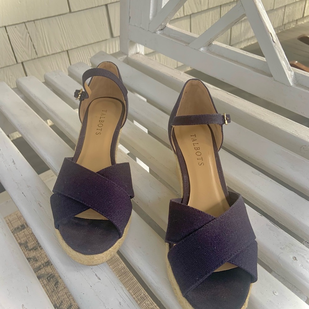 Talbots Ladies Canvas Navy Blue Wedge Shoe